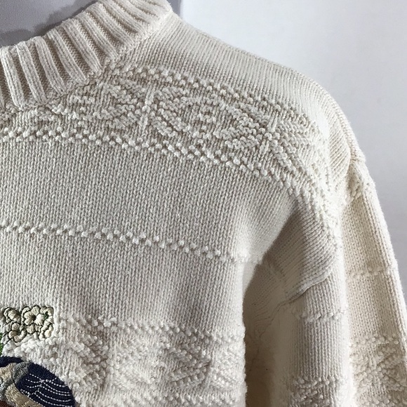 Cabela’s Women 100% Cotton Sweater, Birds, Berries, Winter S - Picture 4 of 9